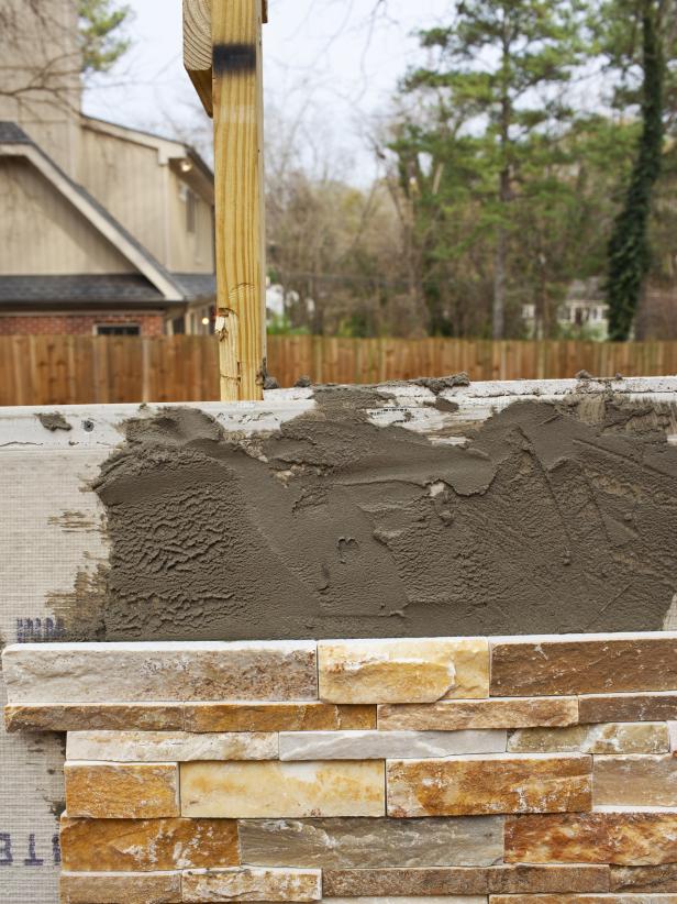 Attach Stacked Stone to Outdoor Fireplace