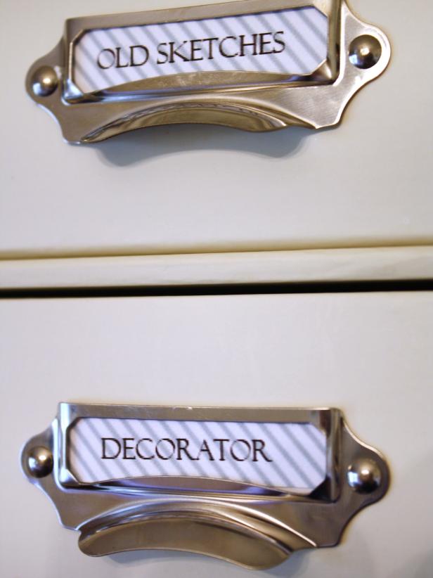 If your purchased containers come with a label, use this as a template when printing computer-generated font onto patterned scrapbook paper or make your own handwritten versions.