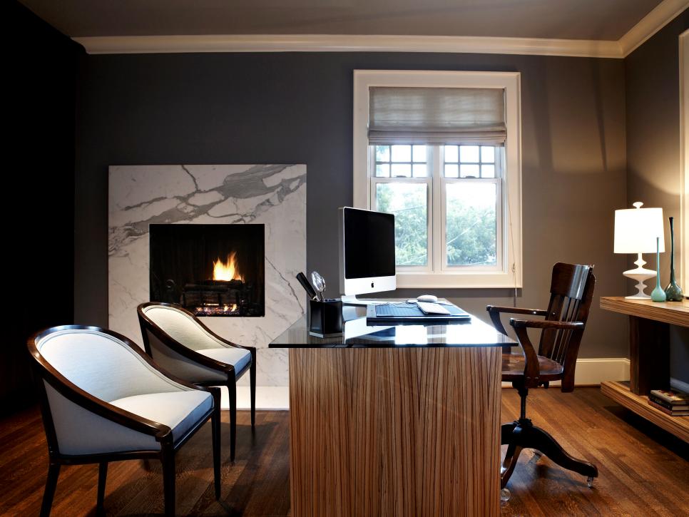 Home Office With Fireplace