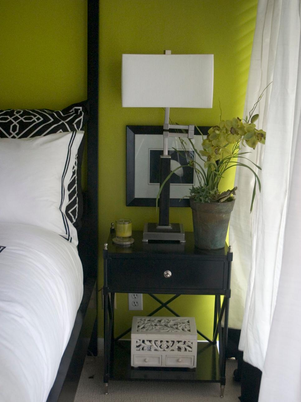 Green Contemporary Bedroom Room Bedroom With Contemporary Side Table