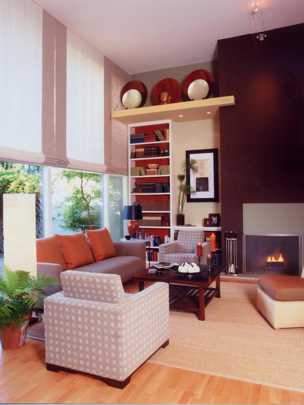 Fall Colored Living Space With Asian Decor