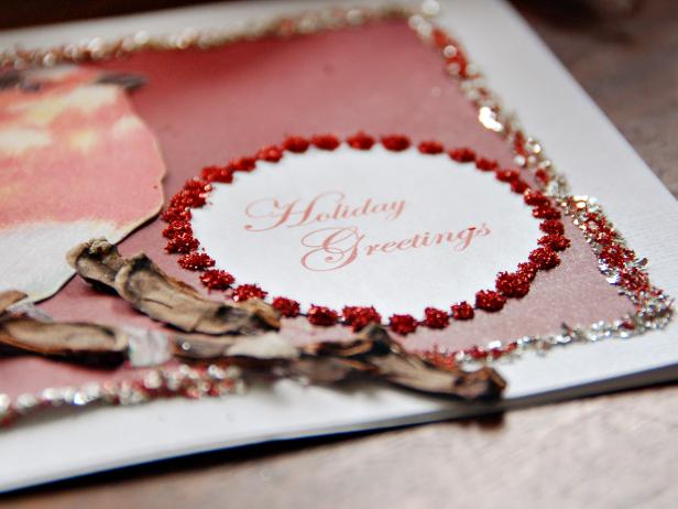 Don't forget to embellish your card with a lovely personalized note and make it stand out with glitter! Find the font you would like to use, apply the message with wrinkle free craft glue then apply clue around the outside of the message . Generously apply glitter to area and shake off excess.