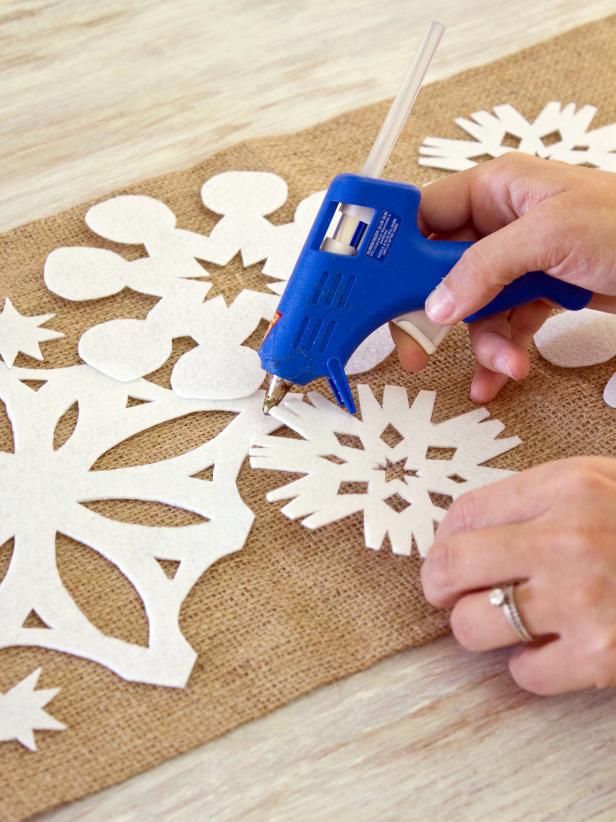 Affix Snowflakes with Glue Gun Affix Snowflakes with Glue Gun