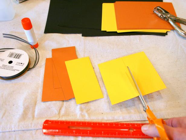 Cutting Out the Orange, Yellow and Black Card Stock