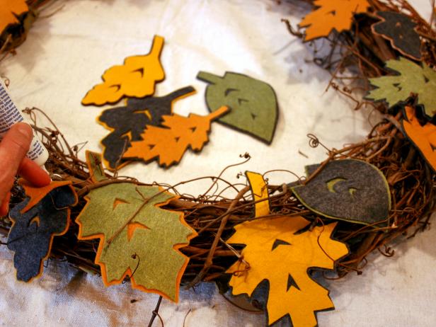 Colorful Fabric Leaves for Fall Wreath