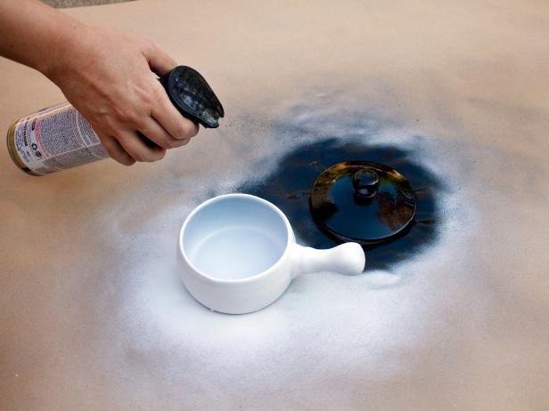 Black Spray Paint on Small Dish