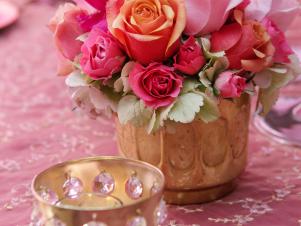 Big Pink New Jersey Wedding Bouquet and Votives