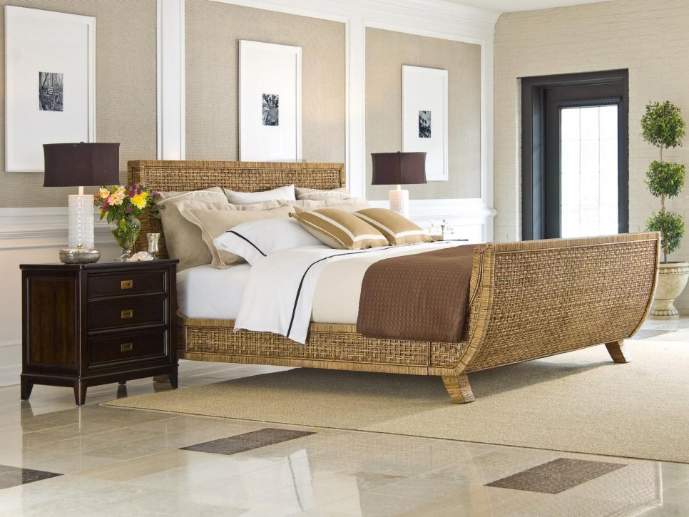 Neutral Transitional Bedroom with Rattan Sleigh Bed Neutral Transitional Bedroom with Rattan Bed