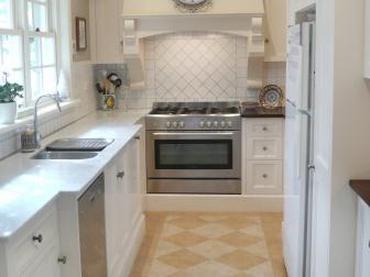 White French Country Galley Kitchen