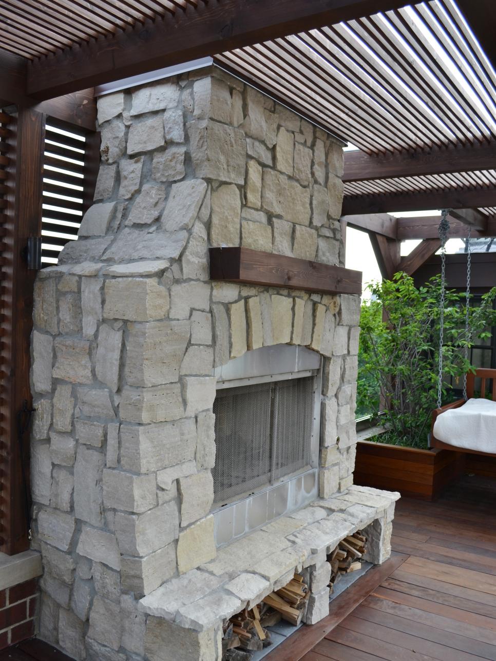 Outdoor Stacked Stone Fireplace Outdoor Stone Fireplace With Pergola