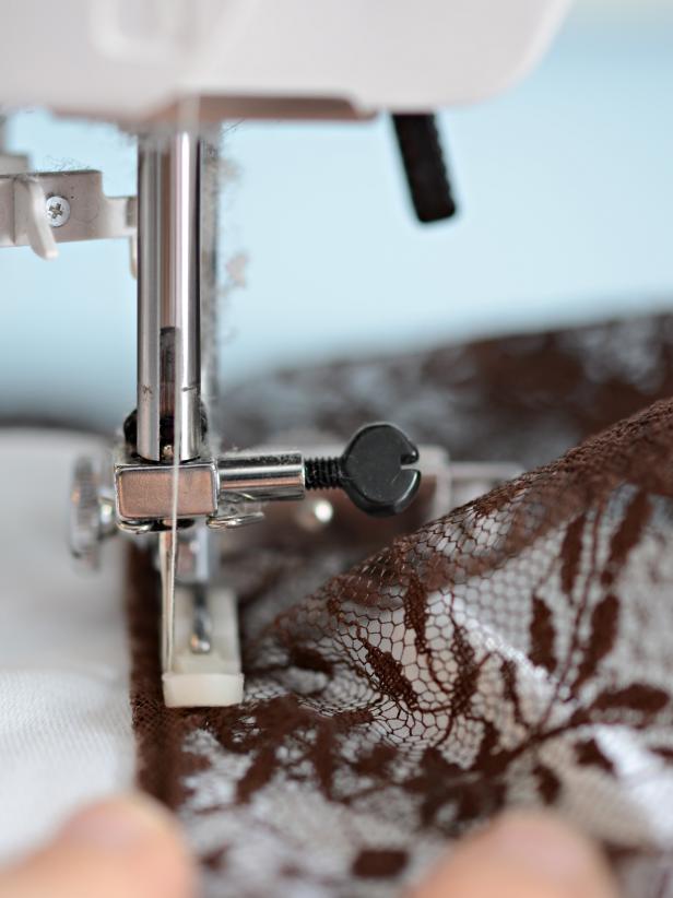 Sewing Lace Trim on Tablecloth Sewing Lace Trim on Tablecloth