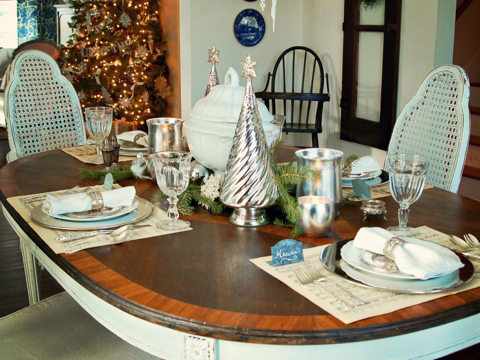 Classic Silver and White Christmas Table Decor | HGTV