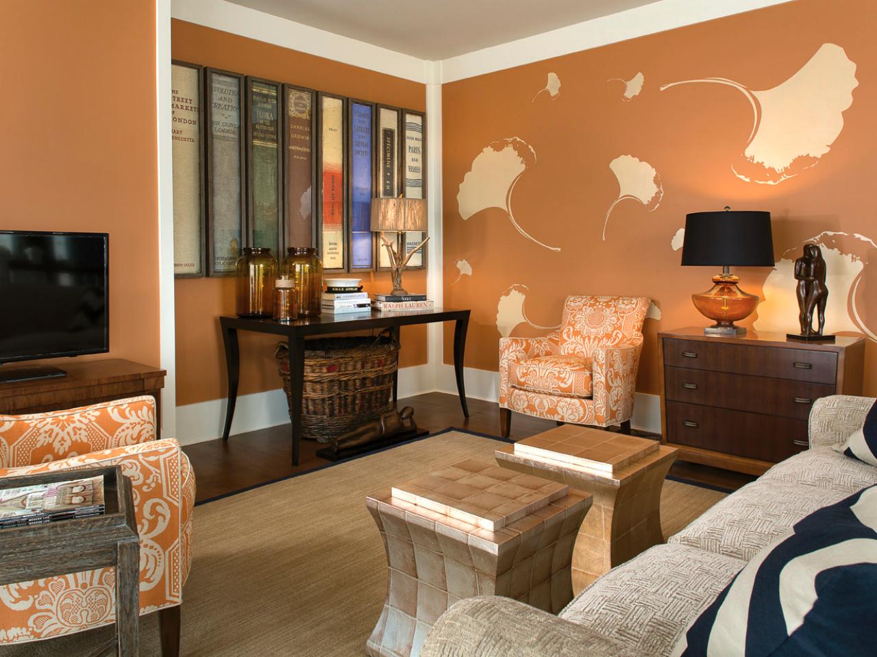 brown burnt orange living room