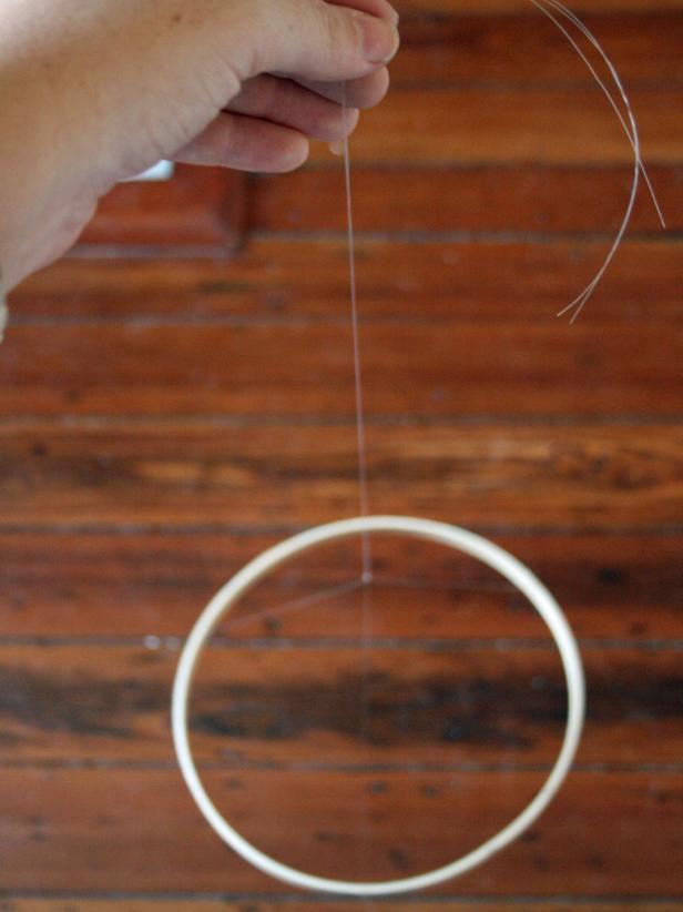 Cut Monofilament Lengths and Attach to Hoop Cut Monofilament Lengths and Attach to Hoop