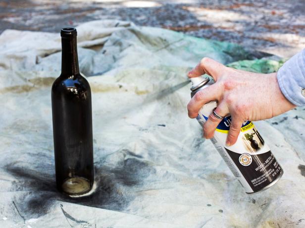 Wine Bottles With Black Spray Paint