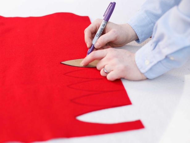Tracing Petal Outline on Felt
