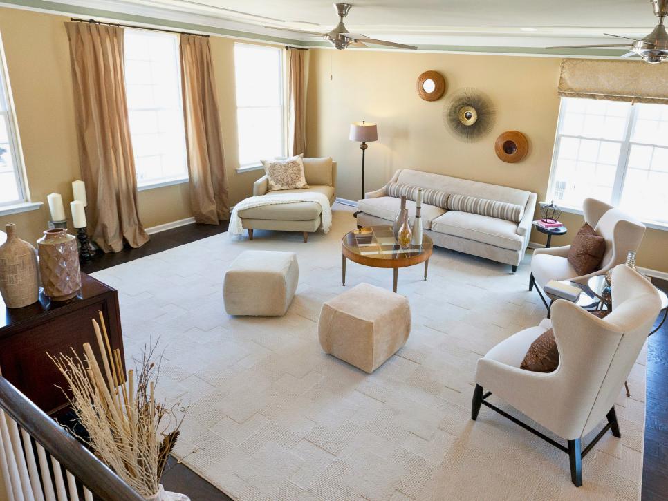 Large Neutral-Colored Living Room