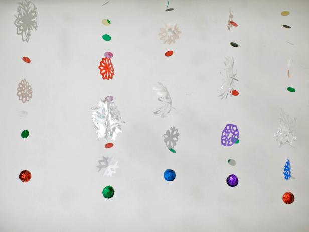 Multicolored Holiday Hanging Garlands With Snowflakes Multicolored Holiday Hanging Garlands With Snowflakes