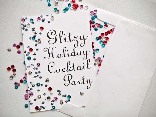 Holiday Cocktail Party Invitations With Sequins Holiday Cocktail Party Invitations With Sequins