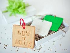 With a set of alphabet stamps and bakeable clay, your favorite holiday saying can become a modern, colorful ornament.