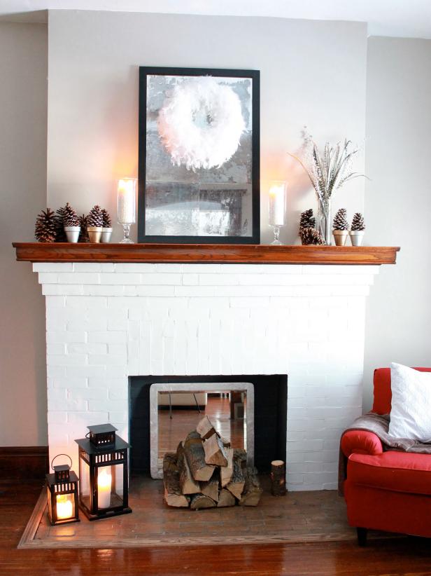 Contemporary Black and White Fireplace Decor With Natural Elements Contemporary Black and White Fireplace Decor With Natural Elements