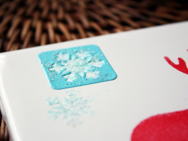 Add Sparkly Snowflakes to Handmade Reindeer Coasters Add Sparkly Snowflakes to Handmade Reindeer Coasters