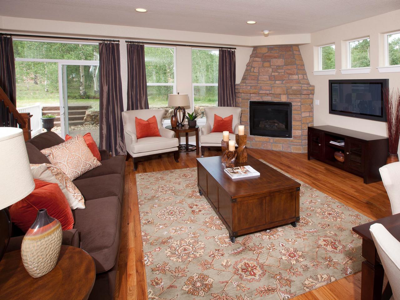 Burnt Orange And Brown Living Room