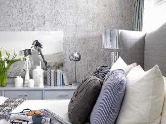Contemporary Bedroom with Speckled Wall and Ceiling