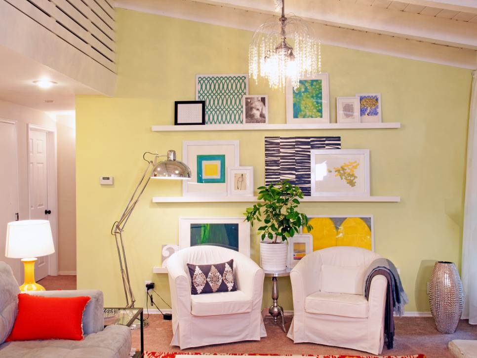 Eclectic Yellow Living Room With Sitting Area