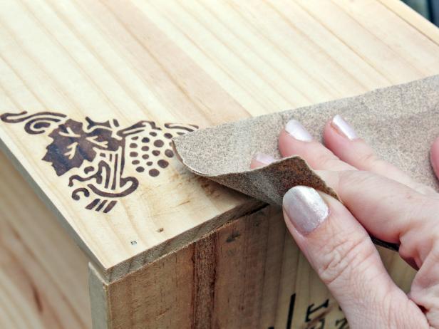Sanding Edge of Wood Crate