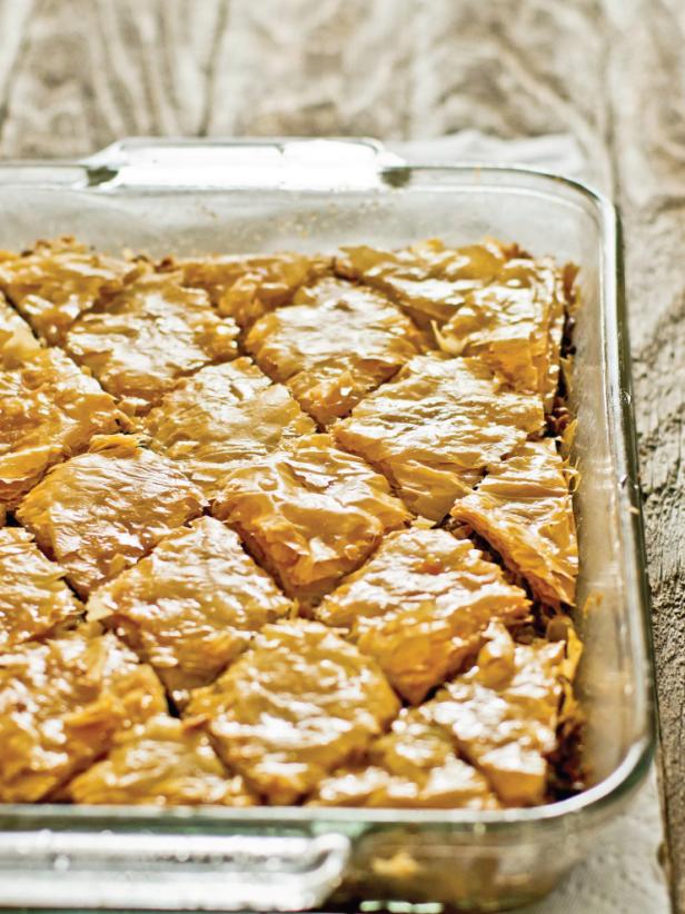 Baklava Cut Into Diamond Shapes Baklava Cut Into Diamond Shapes