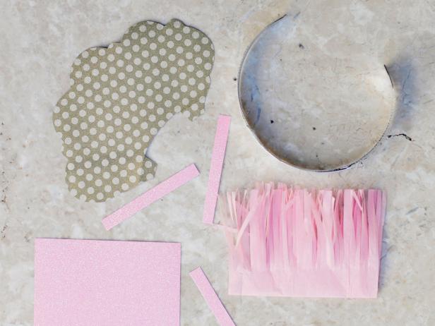 Scrapbook Paper, Foil Headband & Tissue Paper Fringe