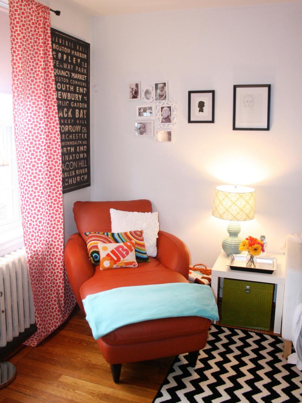 Red Eclectic Living Room Living Room With Red Chair