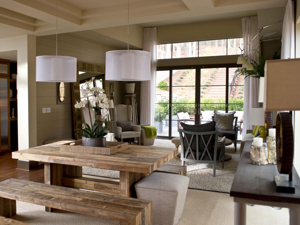 Neutral Rustic Open Plan Dining Room