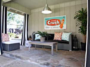 Outdoor Lounge with Orange Accents