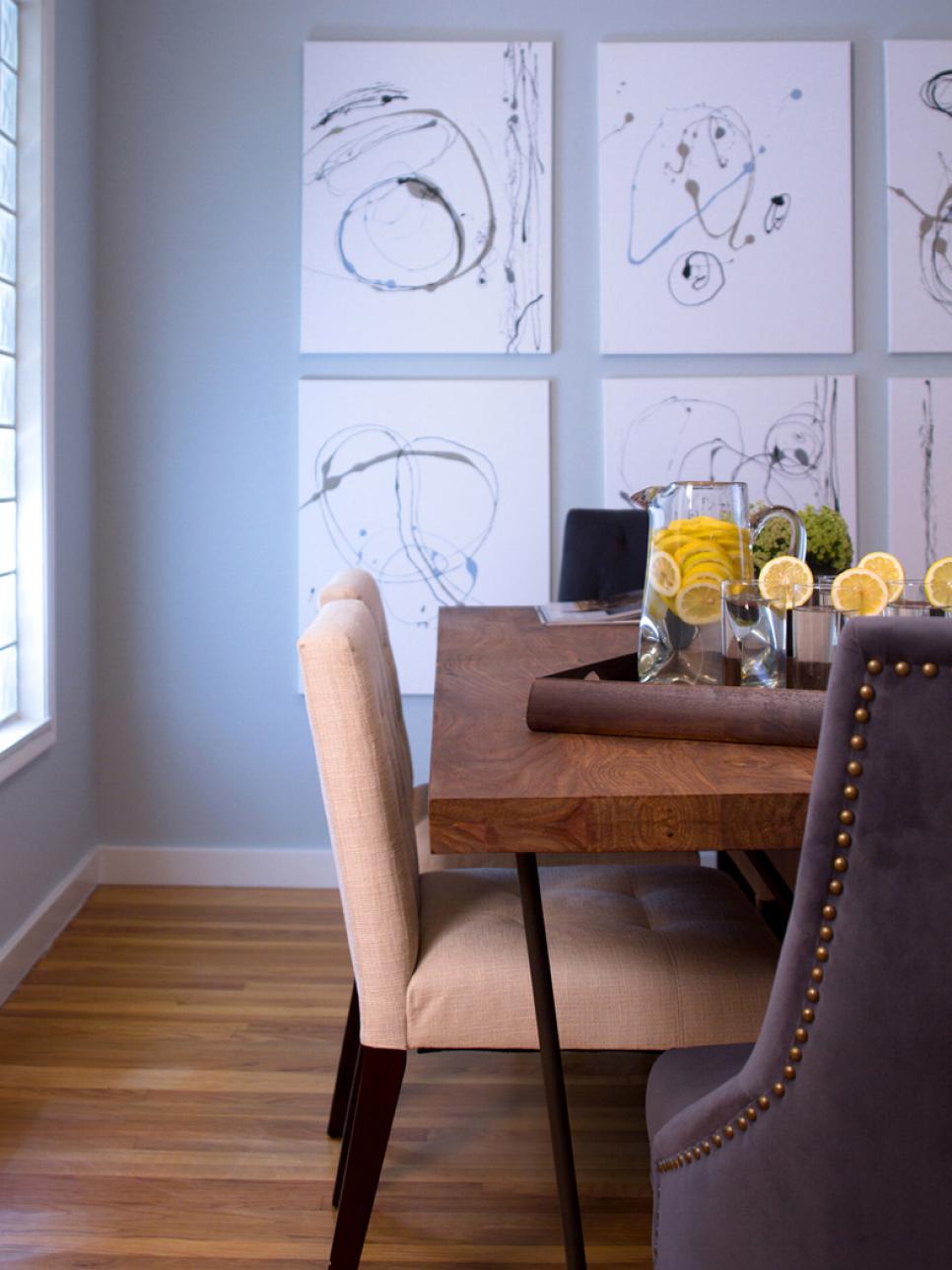 Contemporary Dining Room With Modern Artwork