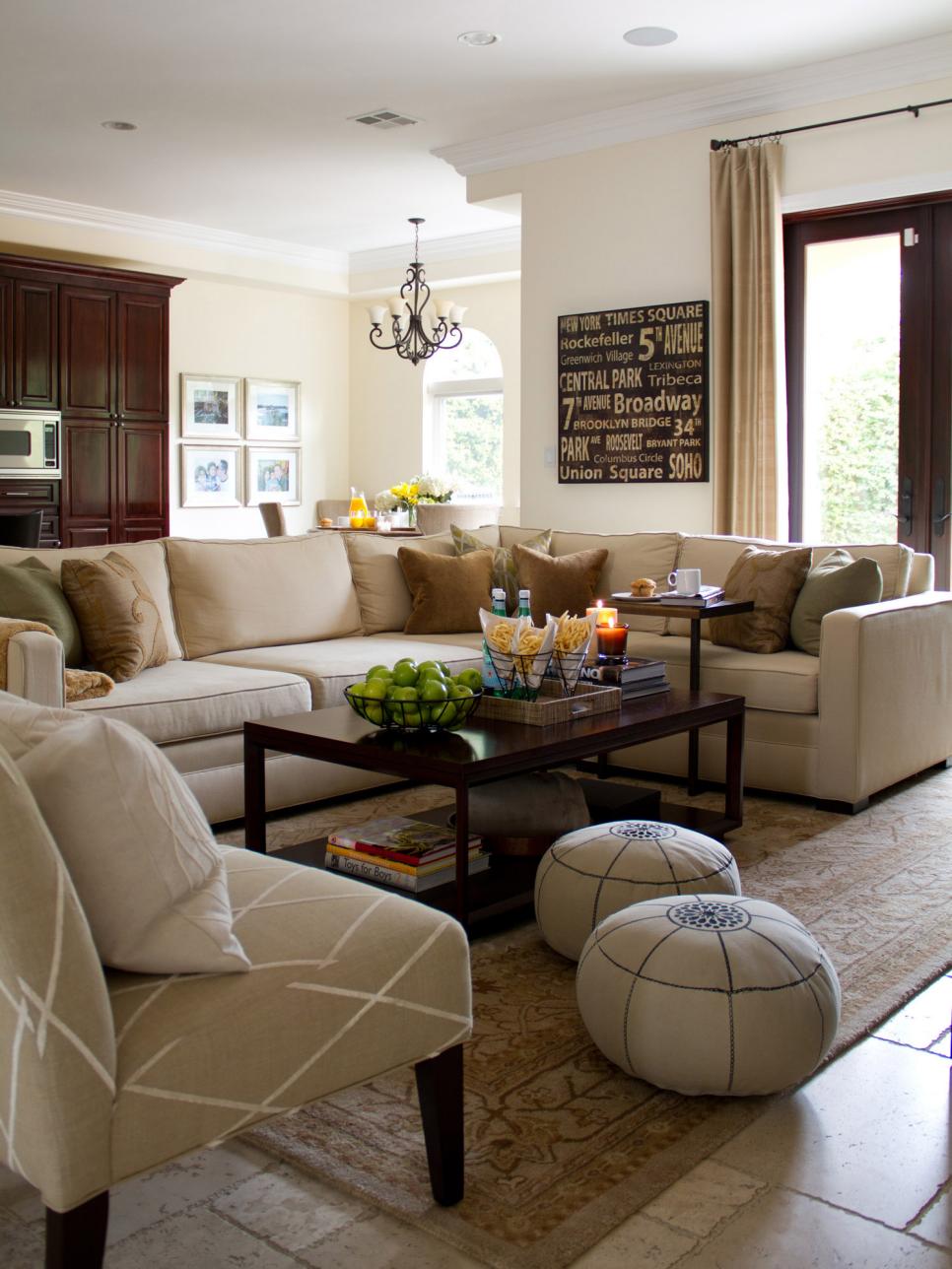 Dark Brown Accents in Neutral Living Room
