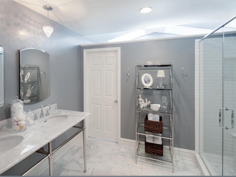 Contemporary Gray and White Bathroom