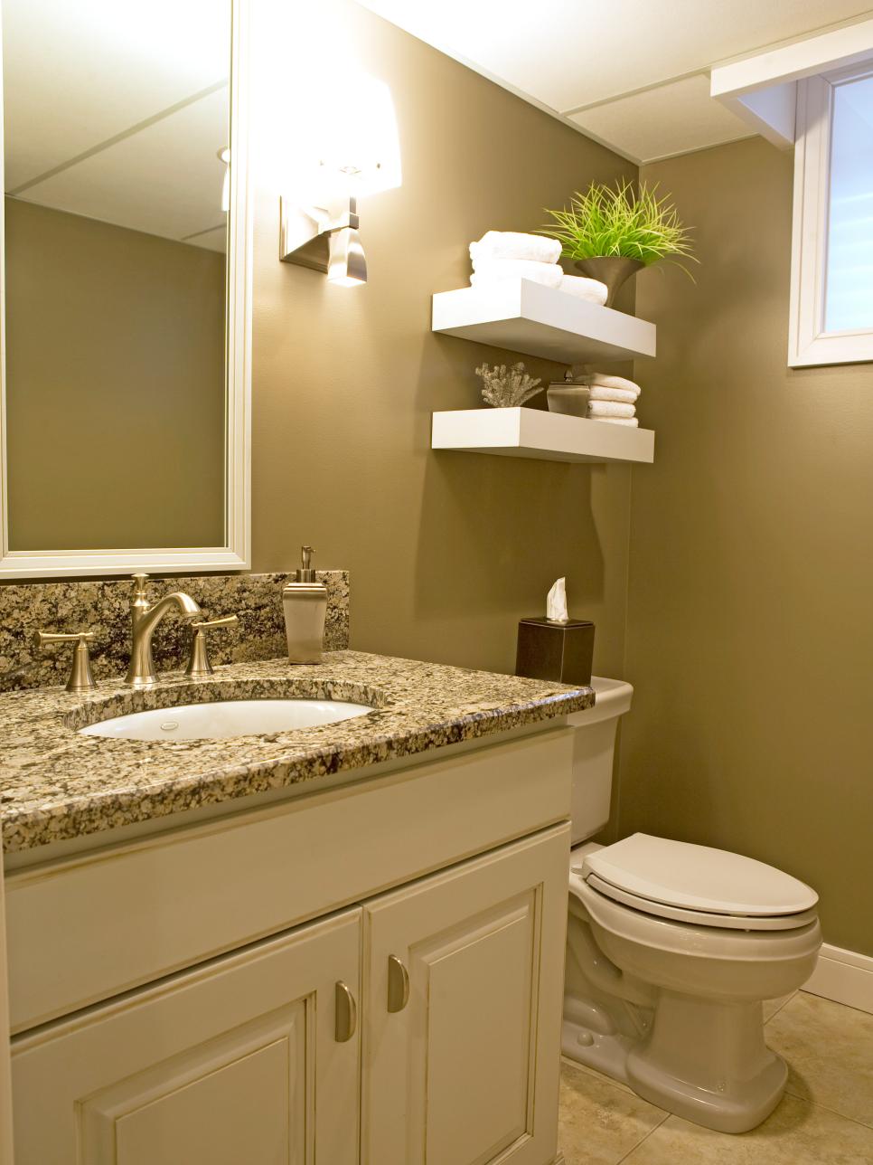 Basement Bathroom in a White and Mocha Color Palette