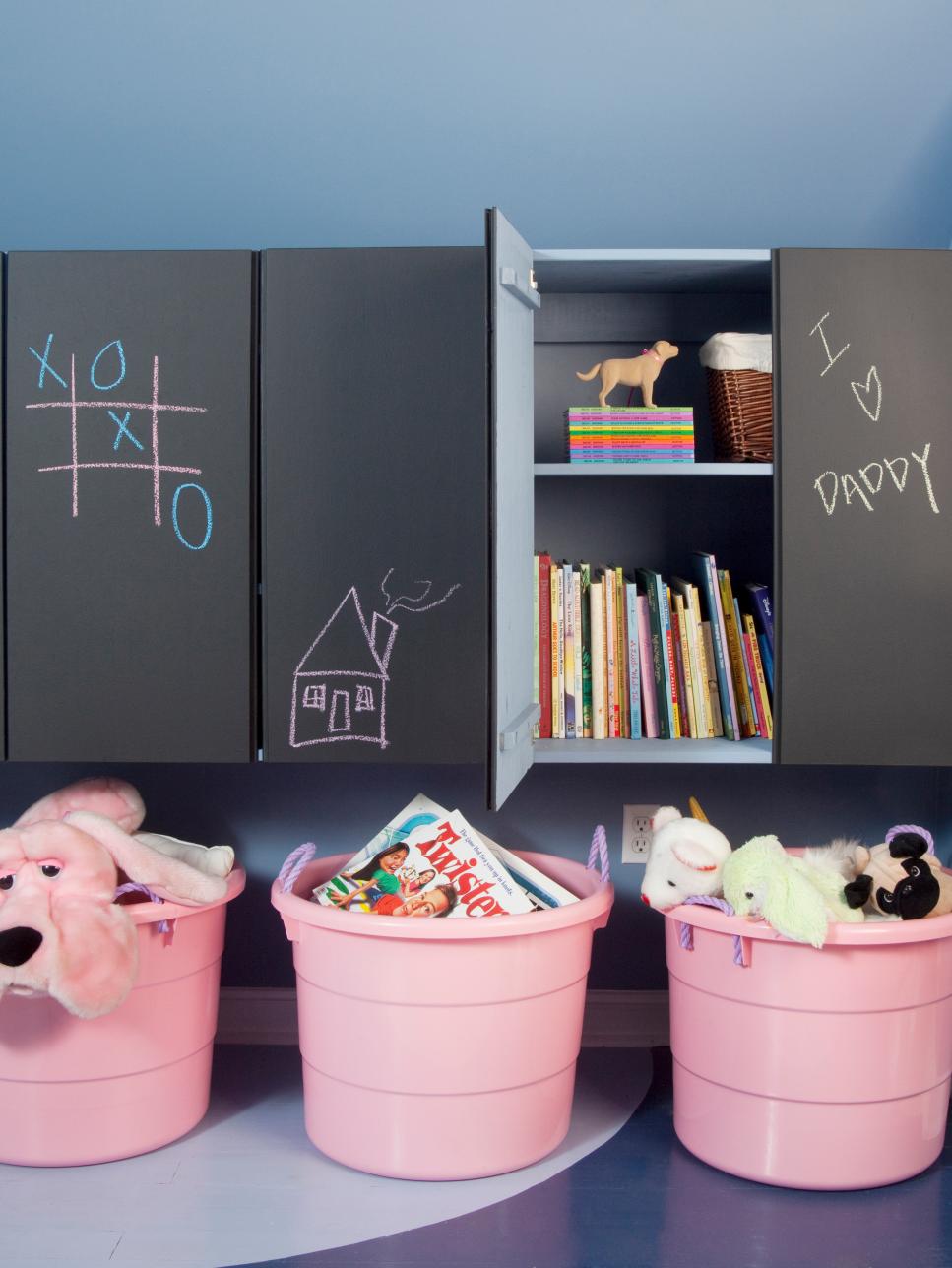 Kids' Playroom with Chalkboard Cabinets