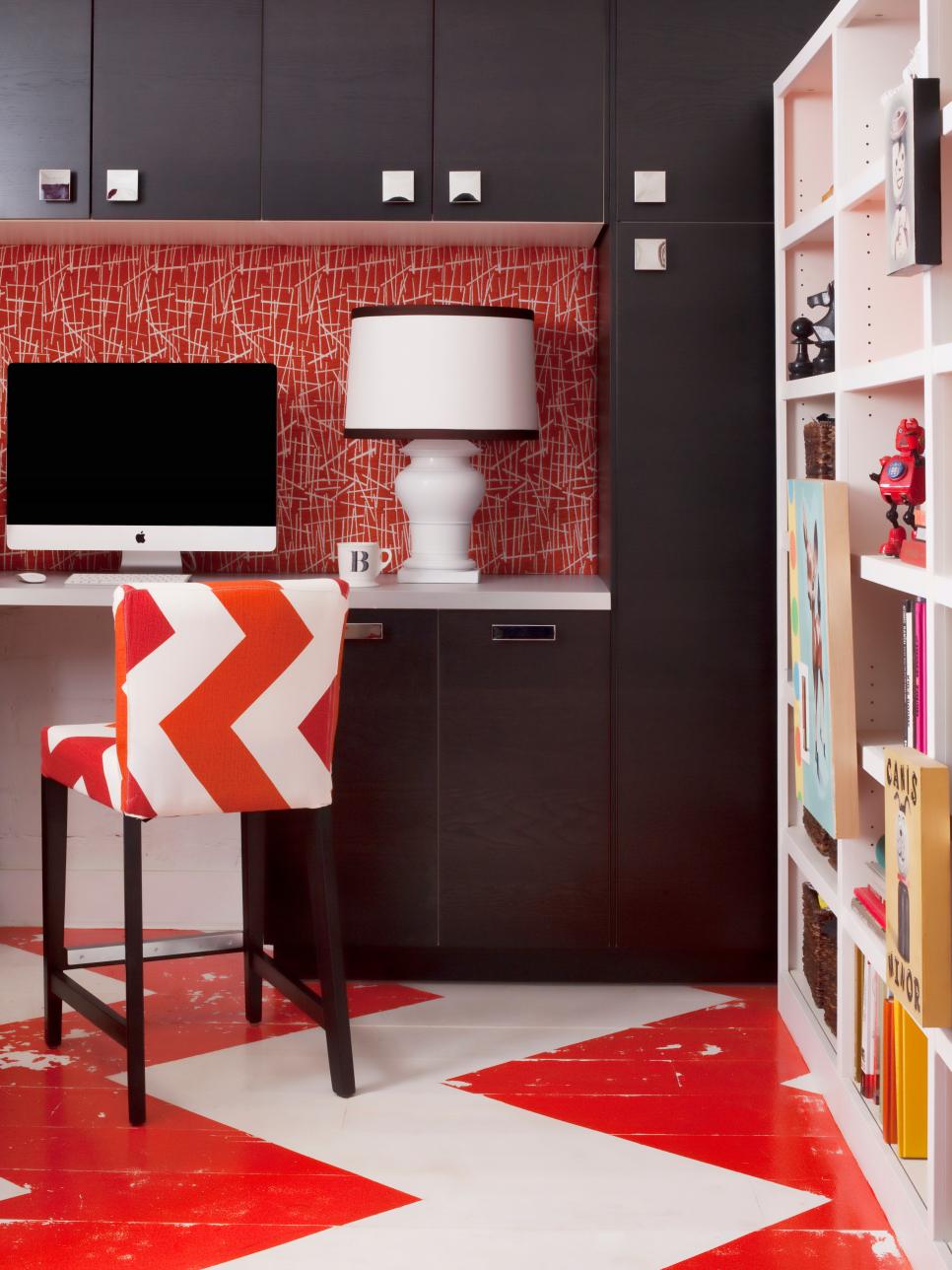 Red and White Home Office