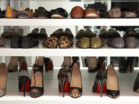White Shoe Shelves with Varying Heights White Shoe Shelves with Varying Heights