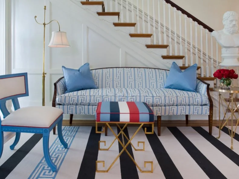 White Living Room With Mixed Patterns