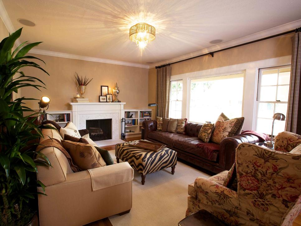 Neutral Traditional Living Room With Two Sofas