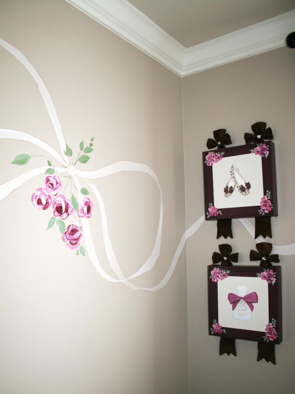 Ribbon with Floral Bouquet Wall Mural