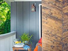 Use basic home improvement store materials to add designer-grade privacy and graphic impact to an outdoor space.