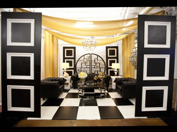 Black and White Hollywood Regency Lounge Black and White Hollywood Regency Lounge