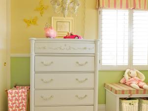 Yellow, Pink, and White Kids Bedroom