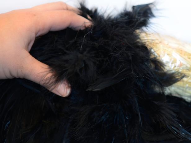 Because feathered trim and feathered boas have different textures, using both adds more interest and "fluff" to wreath.
