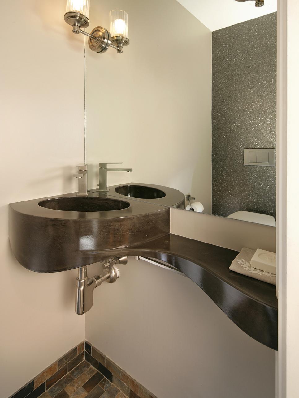 Modern Bathroom With a Curved and Space Efficient Vanity Modern Bathroom With a Curved and Space Efficient Vanity